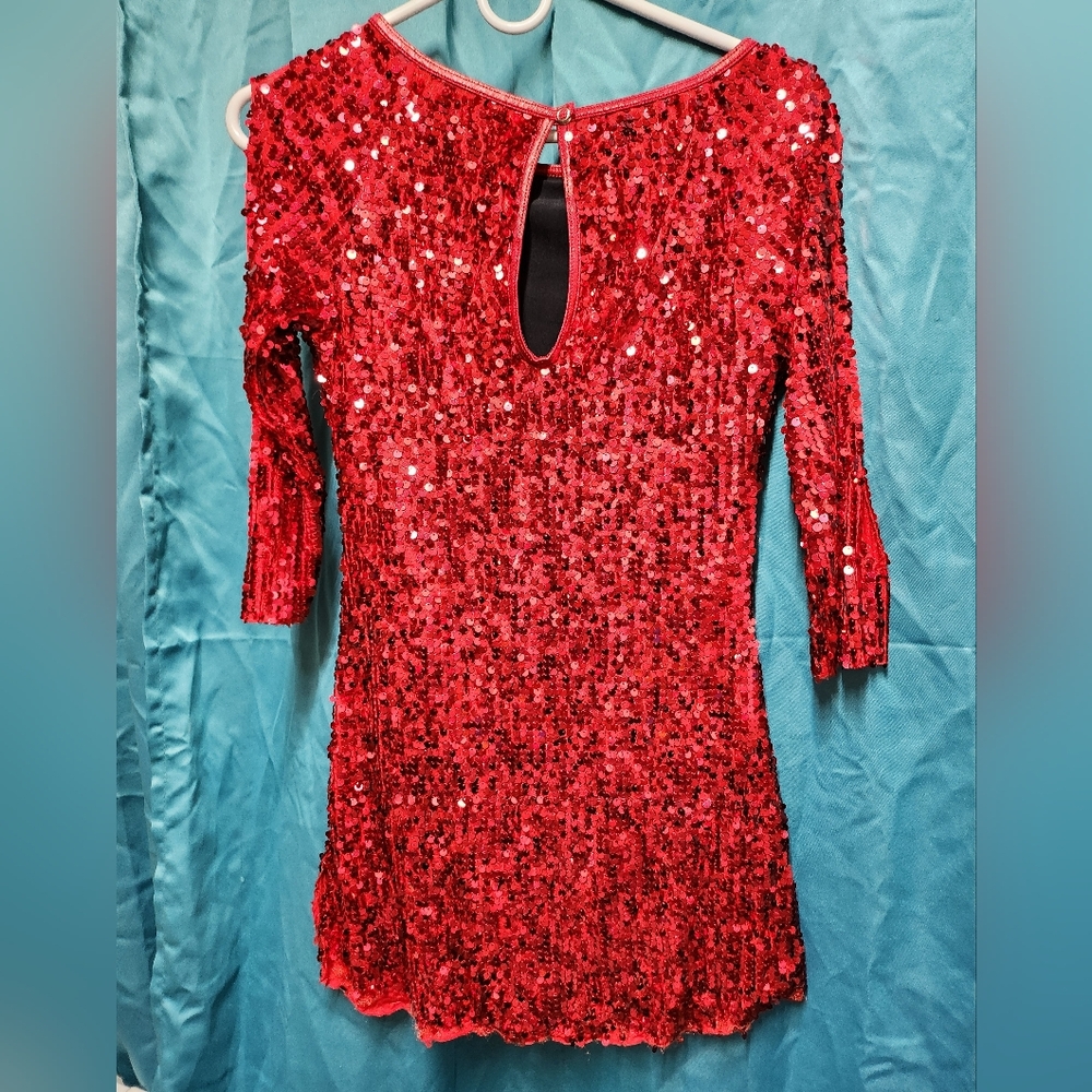 Red Sequin Dress with Keyhole Back